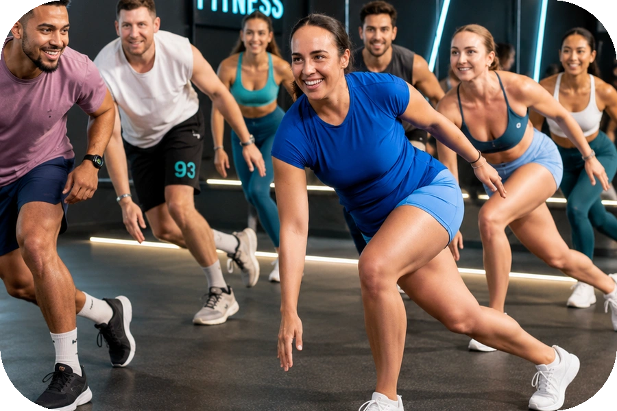 Group Fitness Class Performing Speed Skaters
